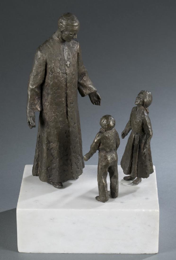 Bronze sculpture of St. John Newman.: Armstrong, Hamilton Reed. c. late 20th century. St. John Newman and children. Bronze. 15" x 8 1/2" x 6 1/2".