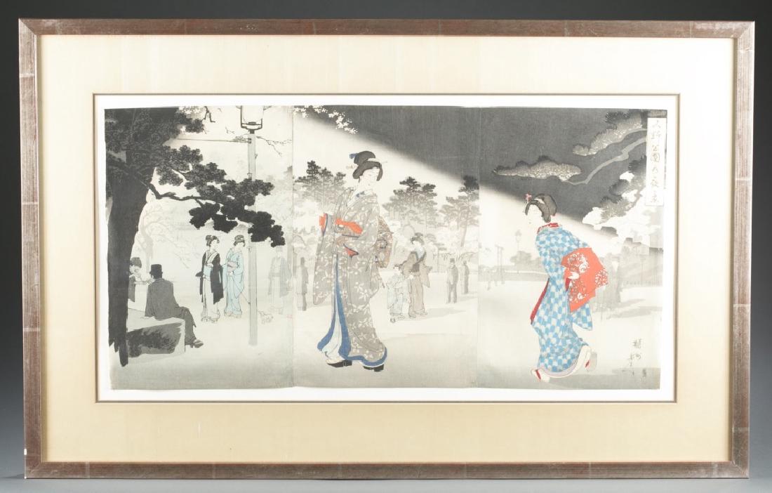 Japanese woodblock triptychs, Chikanobu. (1 of 6)