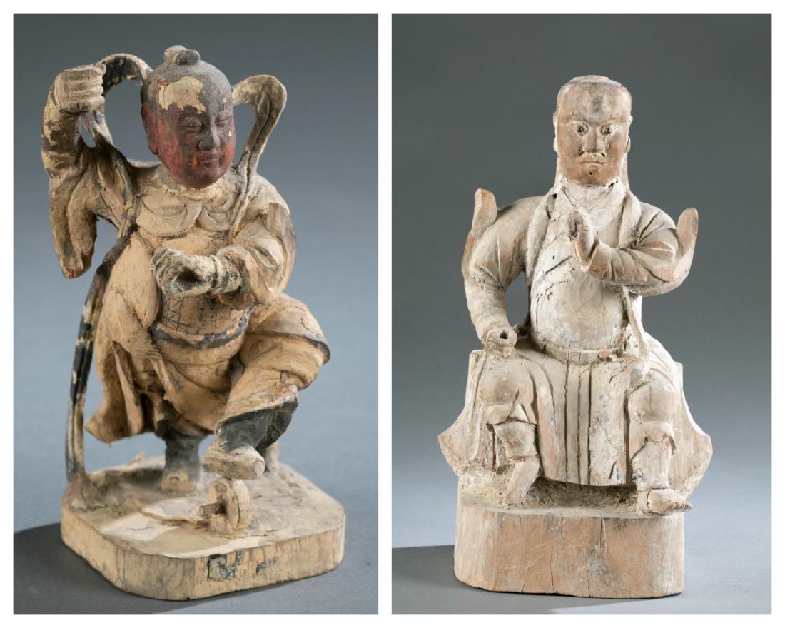 2 Japanese polychrome wooden temple carvings. (1 of 12)