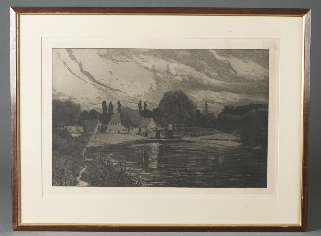 Max Klinger, Untitled Landscape, 1857-1920: Max Klinger (German) 1857-1920, untitled landscape, signed in the plate, 14 3/4 x 22 inches (sight); under glass, not examined out of frame.