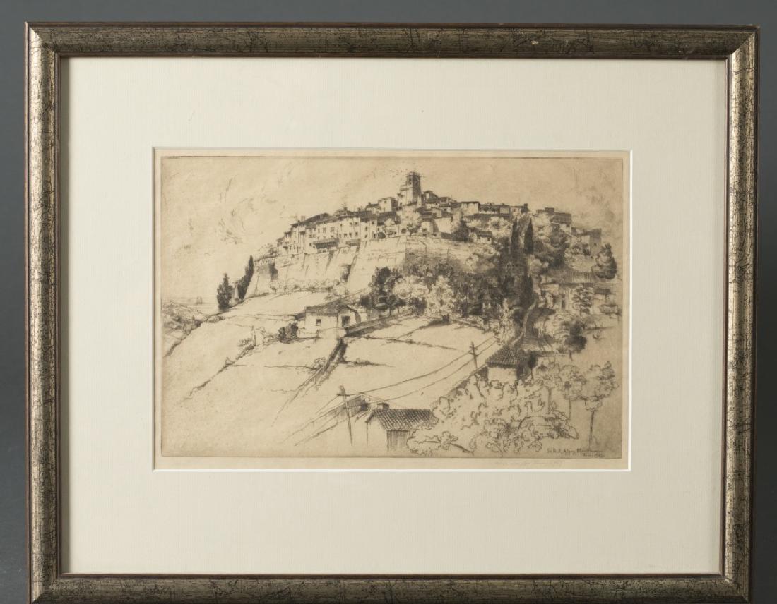 John Taylor Arms, St. Paul Alps Maritimes, 1927: Etching, John Taylor Arms (American) 1887-1953, "St. Paul Alps Maritimes," 1927; 8 1/2 12 inches, signed and dated in lower margin in pencil by the artist; under glass, not examined out of frame.