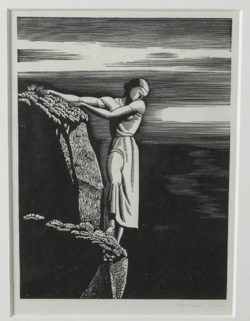 Rockwell Kent, Girl on the Cliff, 1930, sgd: Woodcut, Rockwell Kent (American) 1882-1971, "Girl on the Cliff," 1930. BJ 57. 6 1/2 x 4 3/4 inches, signed in lower margin in pencil by the artist (most were issued unsigned), under glass not examine