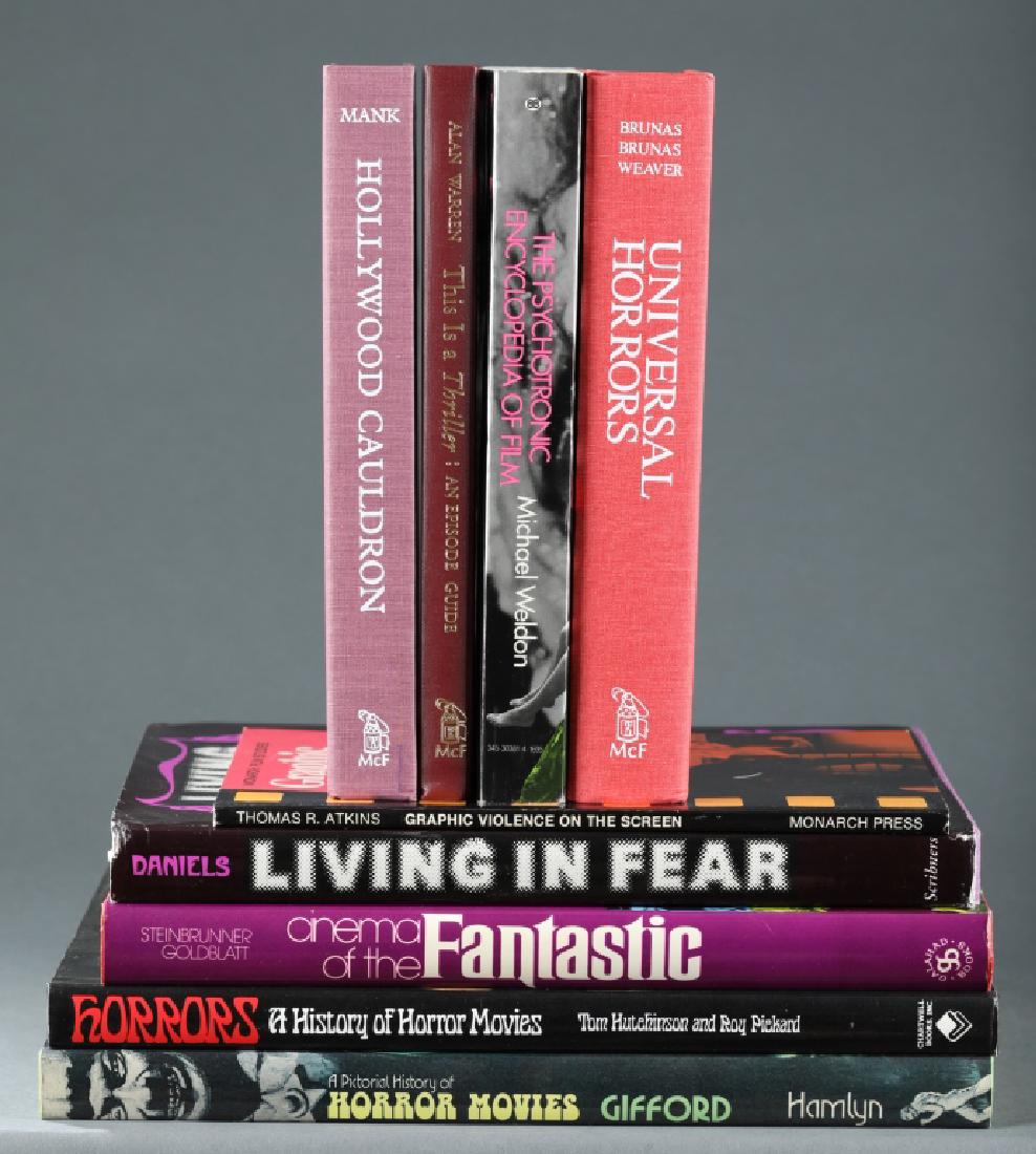 6 hardbacks, 2 paperbacks by Weldon, Mank, Warren.: ++ Michael Warren, The Psychotronic Encyclopedia of Film, paperback, 1983. ++ Chris Steinbrunner Chris and Burt Goldblatt, Cinema of the Fantastic, 1972. ++ Thomas R. Atkins, Graphic Violence on the S