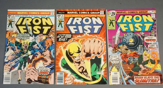 3 issues of Iron Fist. 1976.: 3 issues of Iron Fist. 1976. Vol. 1 No.5, No.8, No.9. Marvel Comics Group. Fine condition.