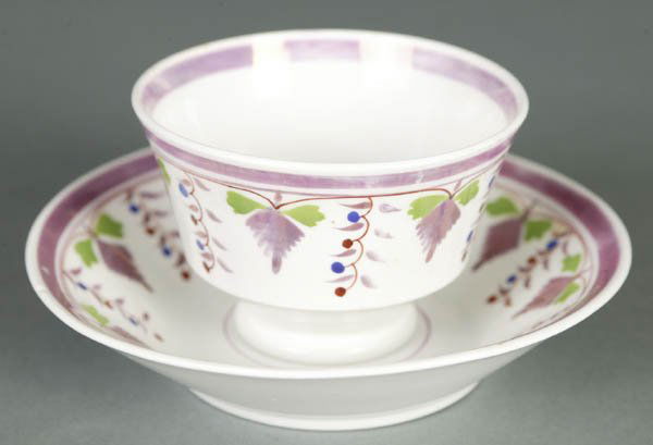 [TUDOR, Tasha]. Tea Cup & Saucer, pink lustre,: [TUDOR, Tasha]. Tea Cup & Saucer, pink lustre, from the peronal collection of Tasha Tudor. One of the set shown on page 38, Tasha Tudor's Heirloom Crafts by Tovah Martin and Richard Brown. Fine condit