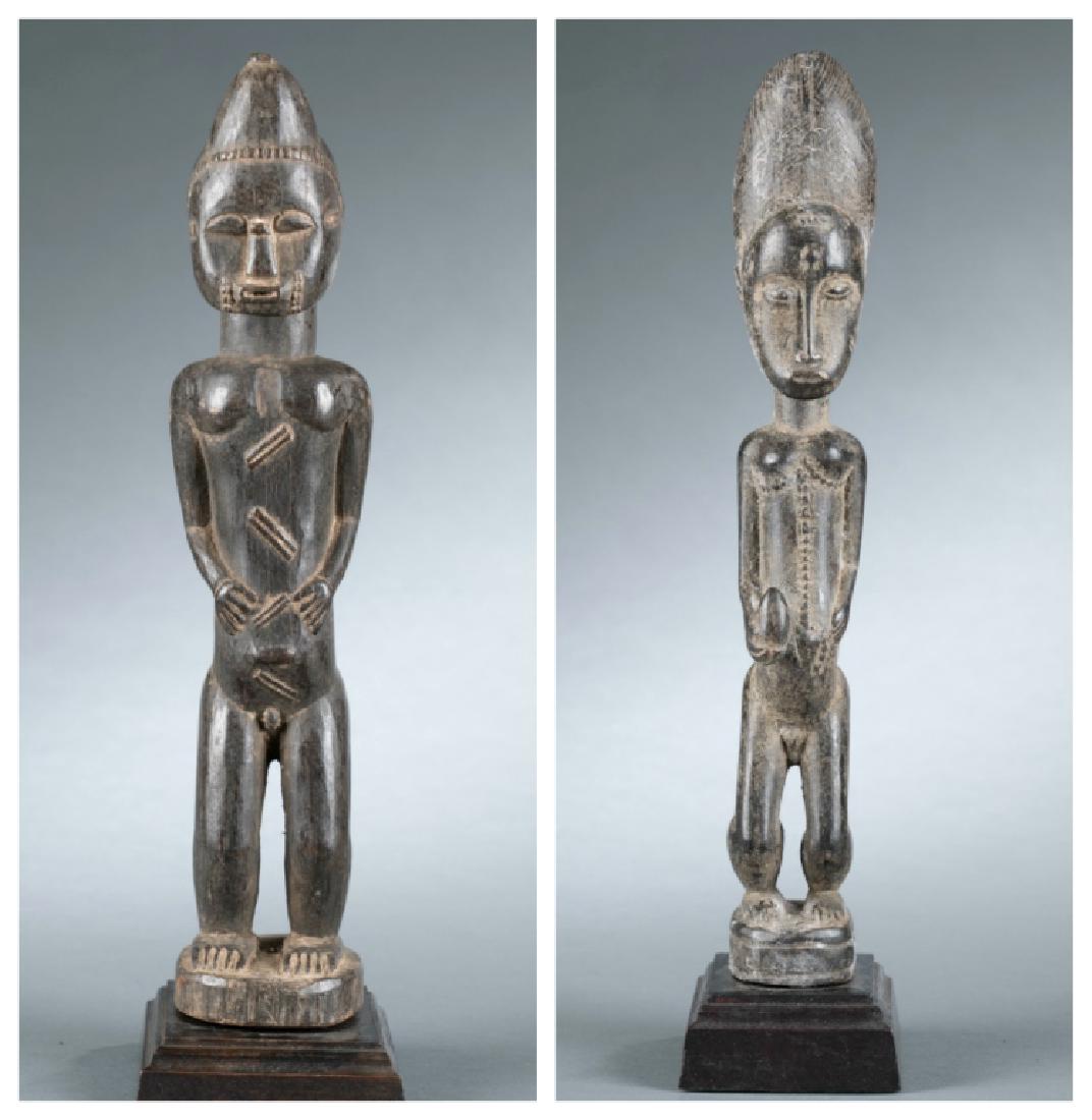 2 well carved Baule style figures. 20th century. (1 of 9)