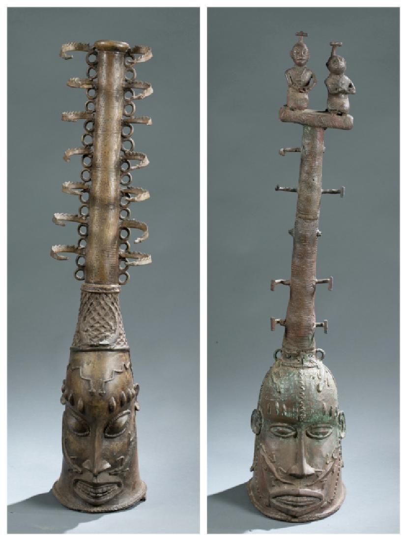 2 Nigerian Brass heads. c.20th century. (1 of 6)