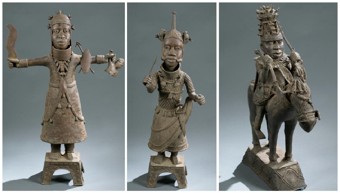3 Nigerian Benin figures. c.20th century. (1 of 12)