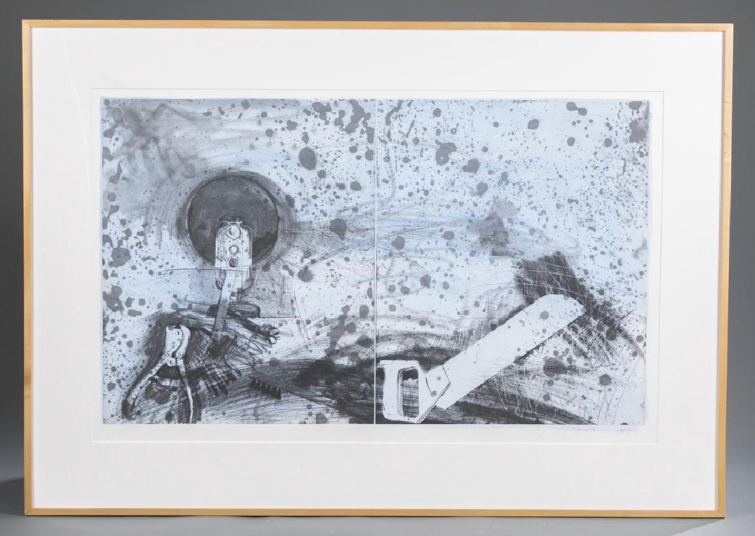 Jim Dine. The New French Tools 5. 1984.: Dine, Jim (American, 1935 - ). The New French Tools 5 - Boulevard Victor, Blue Sky. 1984. Diptych color etching and drypoint. Signed l.r. 23 1/2" x 39 1/4".