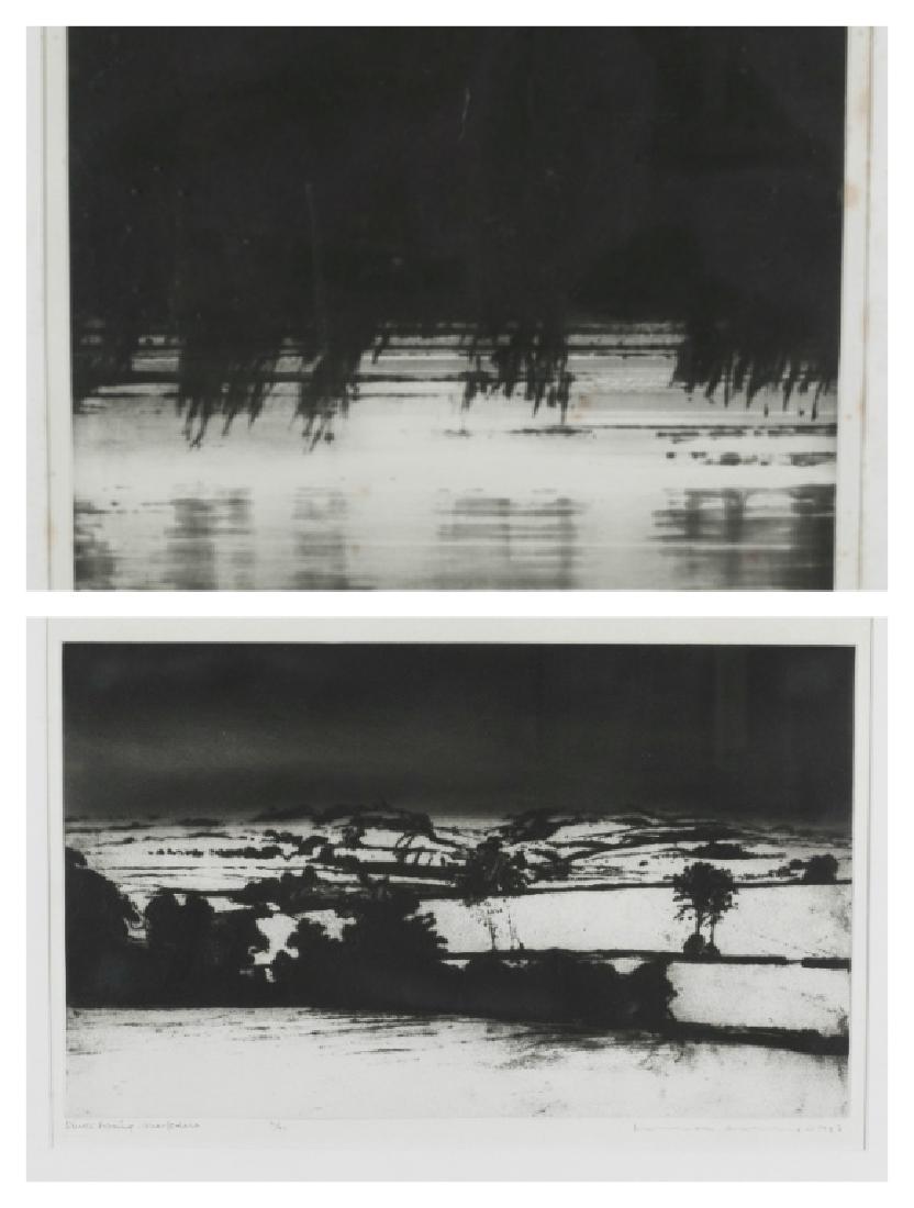 Norman Ackroyd, Winter Evening & Westmore Water.: Ackroyd, Norman (English, 79) Winter Evening, Wharfedale, 1983, 10/90, Aquatint, Signed, titled and dated. Sight: 22" x 15", Frame: 26 1/4 x 21 1/2". ++ Westmore Water, 1982, 6/90, aquatint, Signed, t