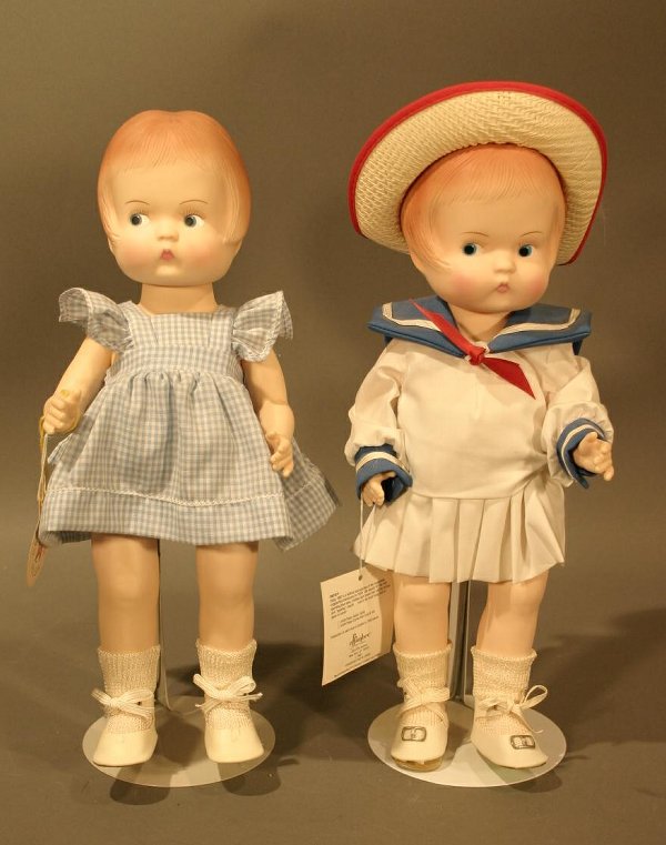 Two Effanbee 1987 Plastic Dolls, 15" tall.: Two Effanbee 1987 Plastic Dolls, 15" tall.