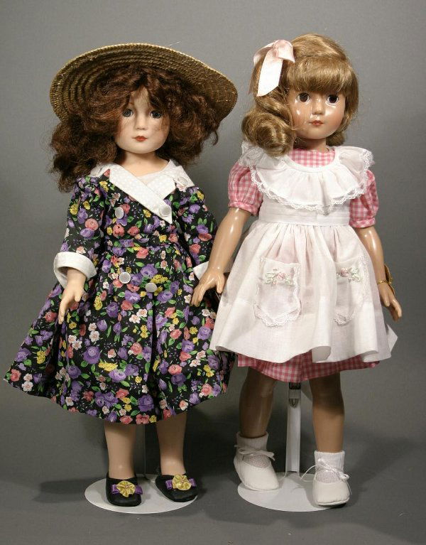 Two Effanbee "Ann-Shirley" American children dolls: Two Effanbee "Ann-Shirley" American children dolls 18" tall. Both have sleep eyes and synthetic glued hair-one redhead, one brunette.