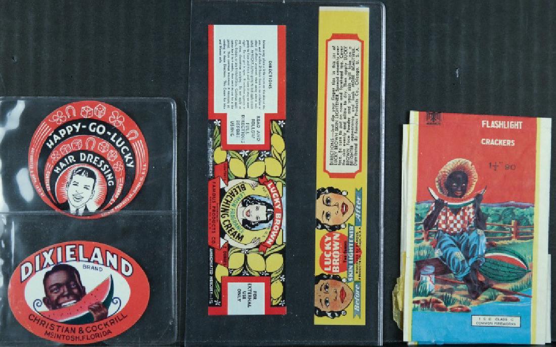 31 Ads/menus: Black Americana. Aunt Jemima, etc.: Group of 31 advertisements and menus. ++ 3 restaurant menus: Mammy’s Shanty, 1956, foxed; Club Plantation Souvenir Menu; and Picaninny. ++ 9 ads for Aunt Jemima’s pancake mix, mostly from Ladies��