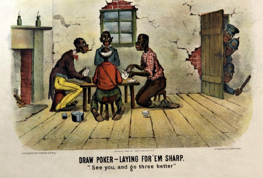 2 Currier & Ives prints: Draw Poker. 1886. (1 of 2)