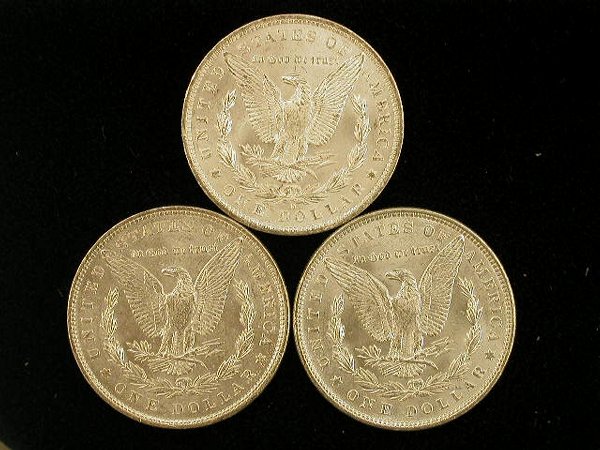 Lot of 3 Morgan Silver Dollars, AU: 188 - 2