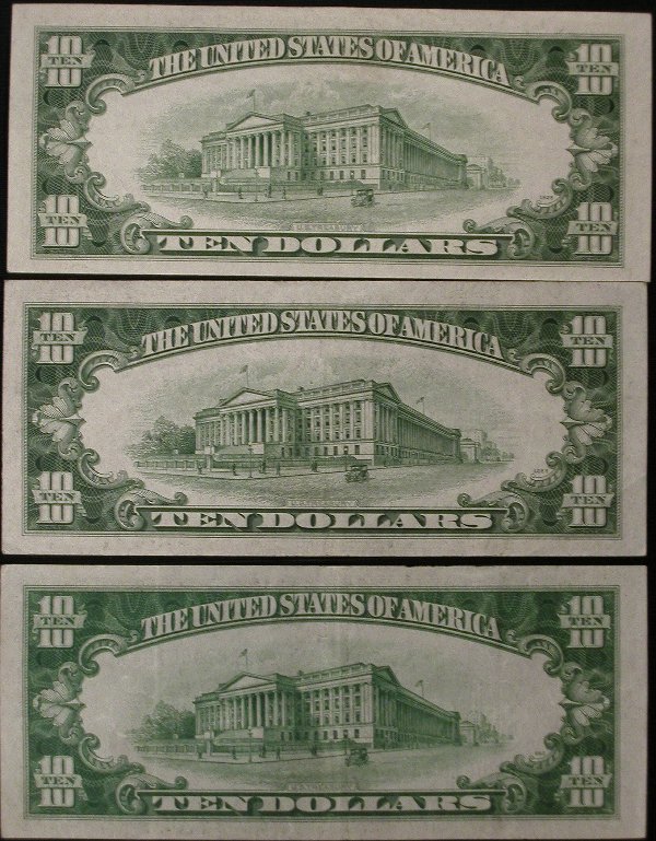 Lot of three $10 Silver Certificates 193 - 2
