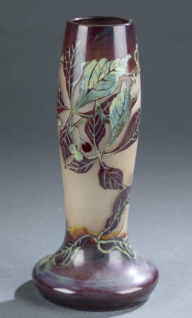 Emile Galle leaf and bud marquetry vase. (1 of 4)