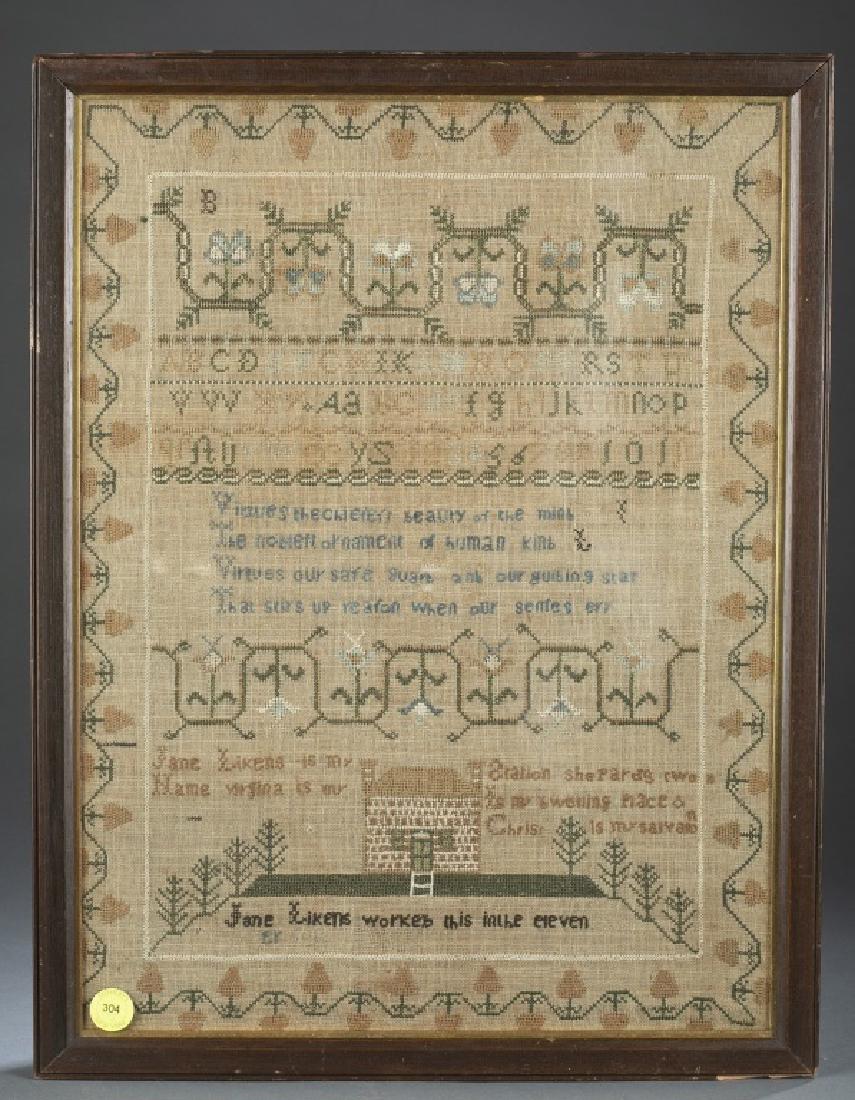 Rare Needlework Sampler, Jane Likens. (1 of 4)