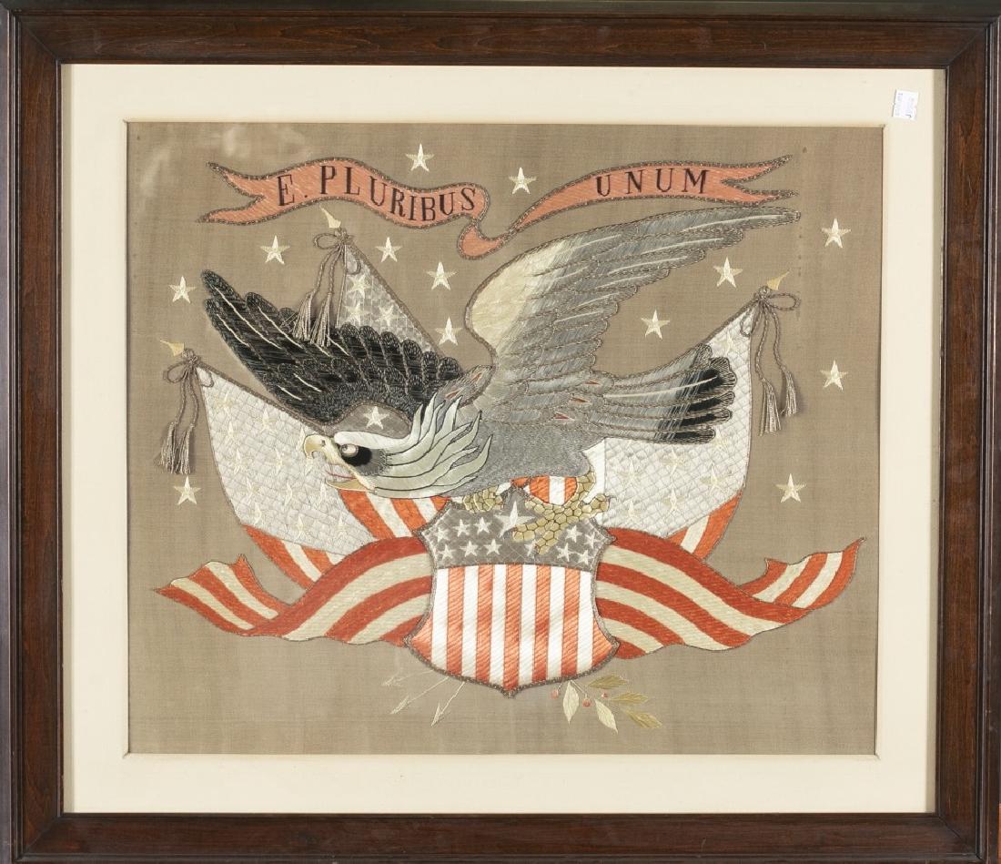 E. Pluribus Unum framed silk embriodery. (1 of 4)