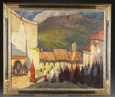 Yarnall Abbott, Good Friday Penitente, O/C.: Abbott, Yarnall (American, 1870-1938), Good Friday Penitente, signed l.r., oil on canvas, 27" x 33".