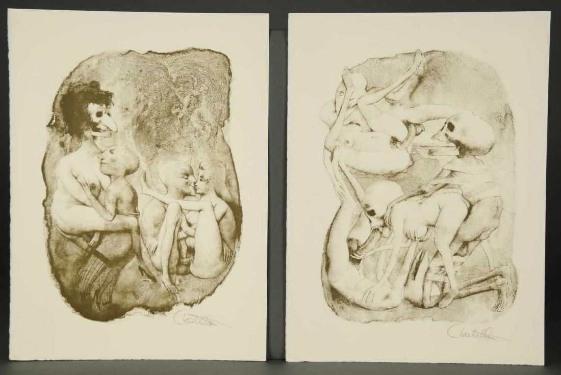 Federico Castellón. Erotica. c.1970.: Castellón, Federico (Spanish-American, 1914-1971). Pair of erotic lithographs. Printed in olive green on antique-white Rives wove paper. Signed in pencil, l.r. Sheet, each: 14 7/8" x 10 7/8" Conditio