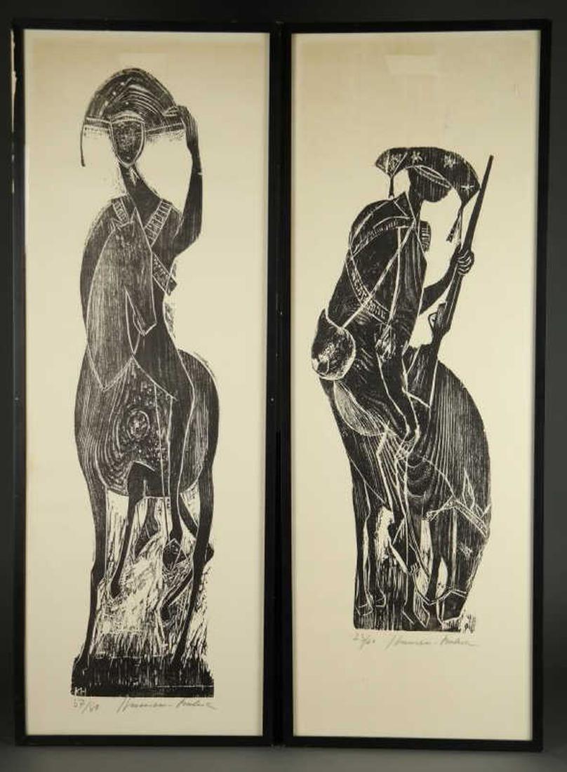 Karl-Heinz Hansen-Bahia. Pair of Woodblock Prints. (1 of 3)