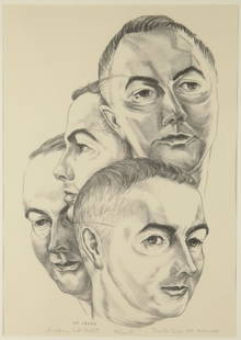 Prentiss Taylor. Academy Self-Portrait. 1949.: Taylor, Prentiss Hottel (American, 1907-1991). "Academy Self-Portrait." 1949. Lithograph. Edition of 25. Titled, editioned, signed, dated, in pencil. Framed: 25" x 19" Condition: Near fine. Under glas