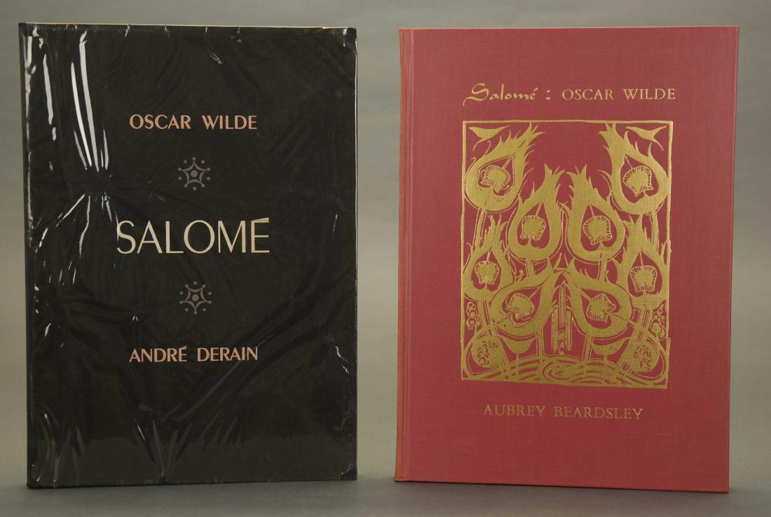 Salome. LEC, 1938. 103/1500 signed by Andre Derain: [Limited Editions Club] Oscar Wilde. Salome. 2 Vols: English translation illustrated by Aubrey Beardsley and French volume illustrated by Andre Derain with gouache drawings on black paper, reproduced