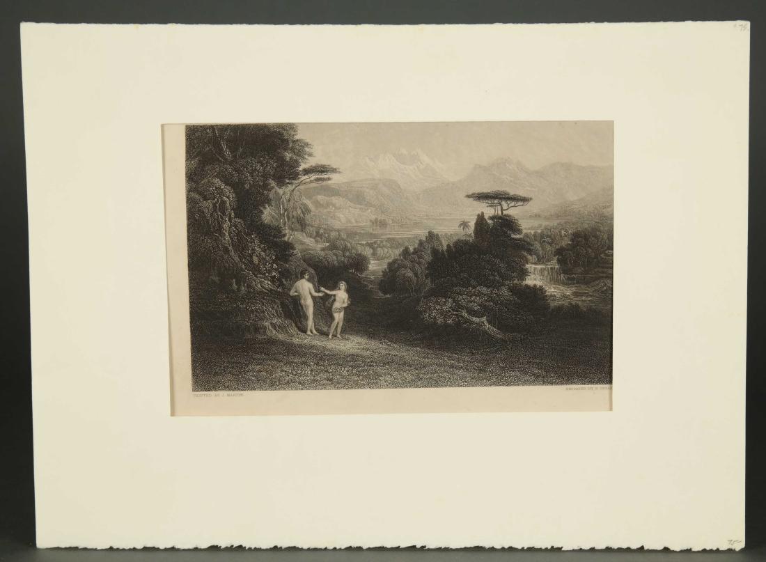 After John Martin and John Constable. 8 Plates.: Group of 8 engravings and mezzotints after John Martin and John Constable. ++ Greatbach, George (British, 1819-1884). After John Martin (British, 1789-1854). Five Engravings. After mezzotint etchings