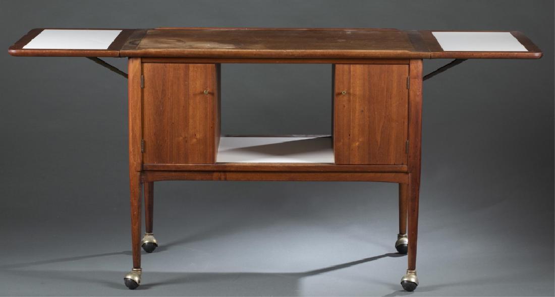 American mid century modern cherry bar cart. (1 of 5)