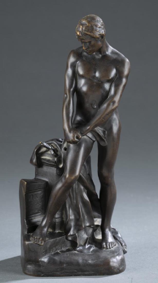 Raoul Larche, Nude Male.: Larche, Raoul Francois. (French. 1860-1912). Standing nude Man. Signed on base "R Larche". 10 1/2" x 5".