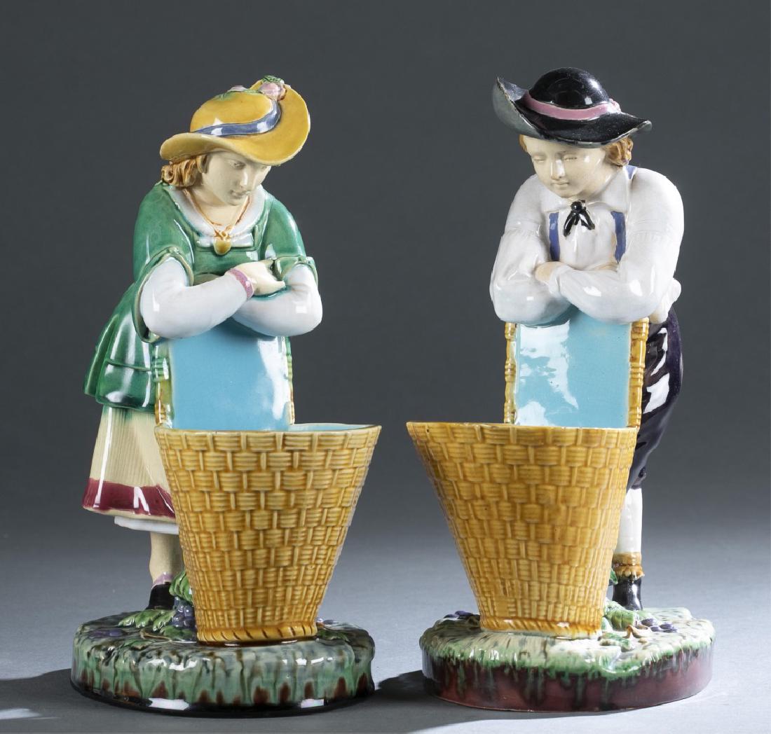 2 Minton majolica figural vases, 1869. (1 of 8)