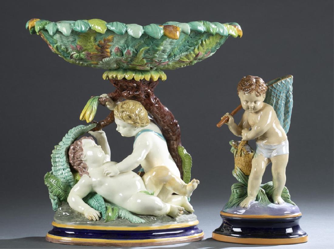 2 pieces of figural majolica, William Brownfield. (1 of 11)