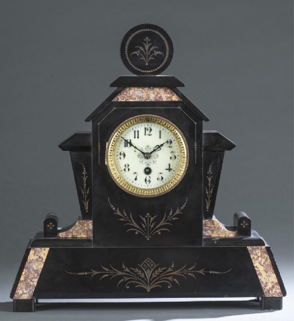 Japy Freres, slate marble mantel clock, 1902.