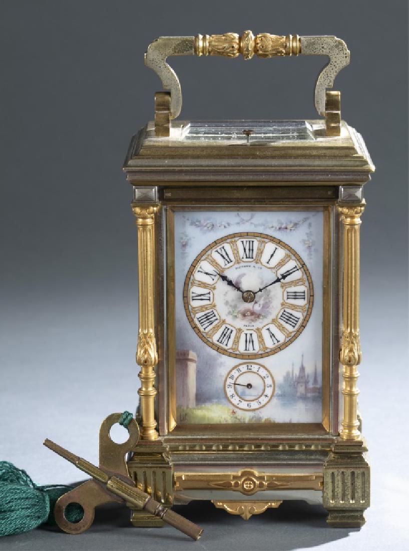 Tiffany & Co, Porcelain and Brass carriage clock.