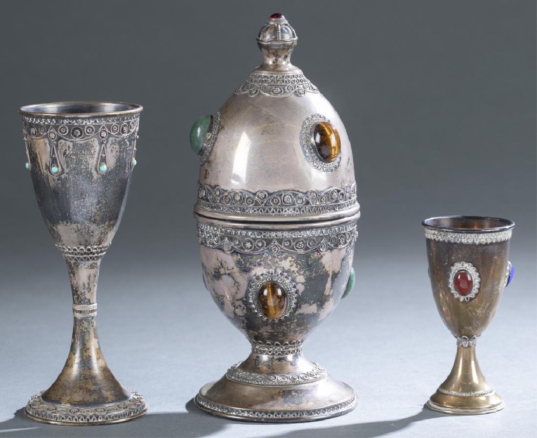 3 piece stone encrusted silver communion set. (1 of 6)
