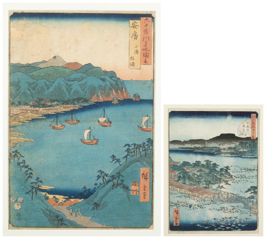 2 Japanese woodblock prints. Hiroshige I & II. (1 of 10)