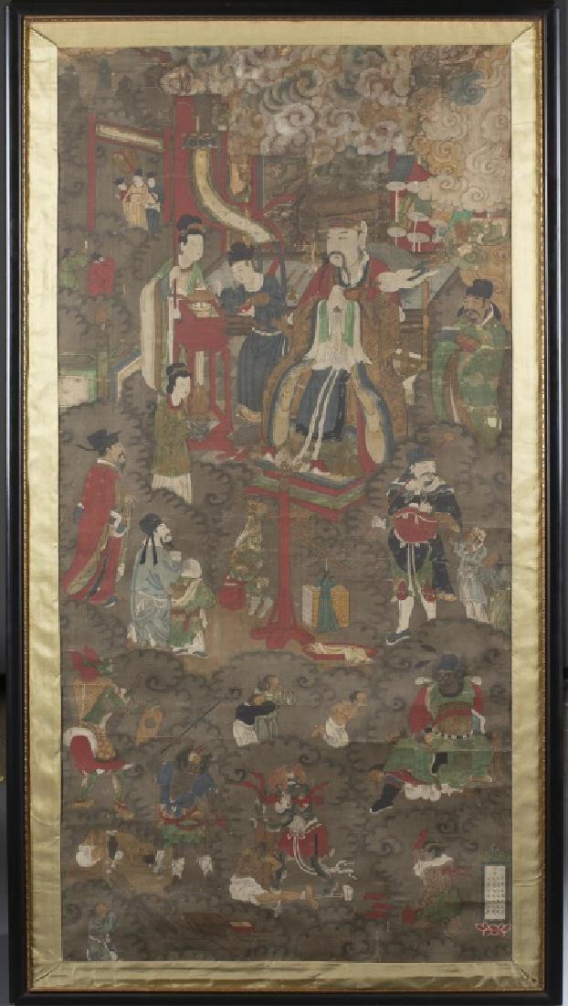 Large Chinese painting on silk. (1 of 5)