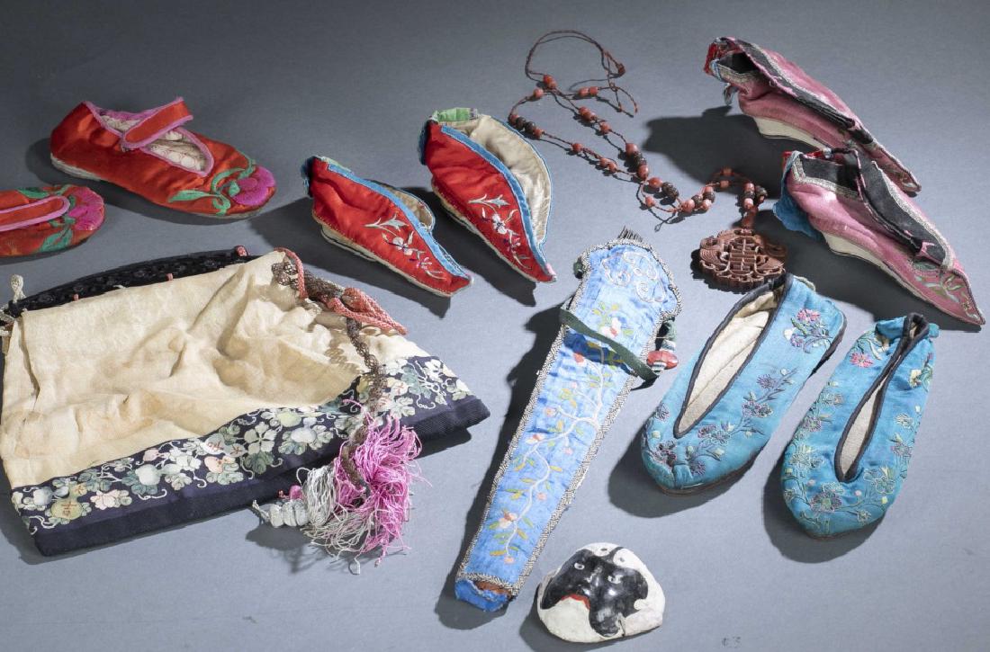 Assorted Chinese lotus shoes and accessories. (1 of 9)