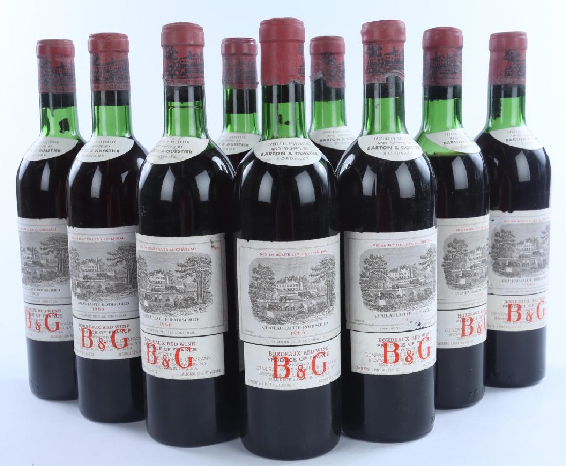 Chateau Lafite Rothschild, 1966.: Nine bottles of Chateau Lafite Rothschild, 1966. Mis en Bouteille au Château, Appellation Pauillac Controlee (750 ml).
