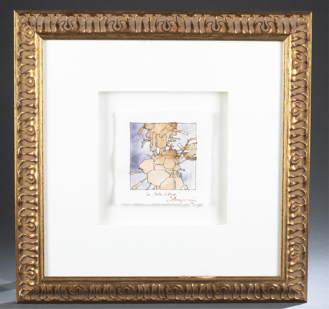 Jose-Maria Cundin, La Bella Oterzo, 1999, drawing.: Cundin, Jose-Maria (Spanish, b.1938). "La Bella Oterzo." 1999. Drawing on paper. Signed and dated along bottom. Sight: 5 1/2" x 6". Frame: 18" x 18".Provenance: From the collection of Stella Walters.