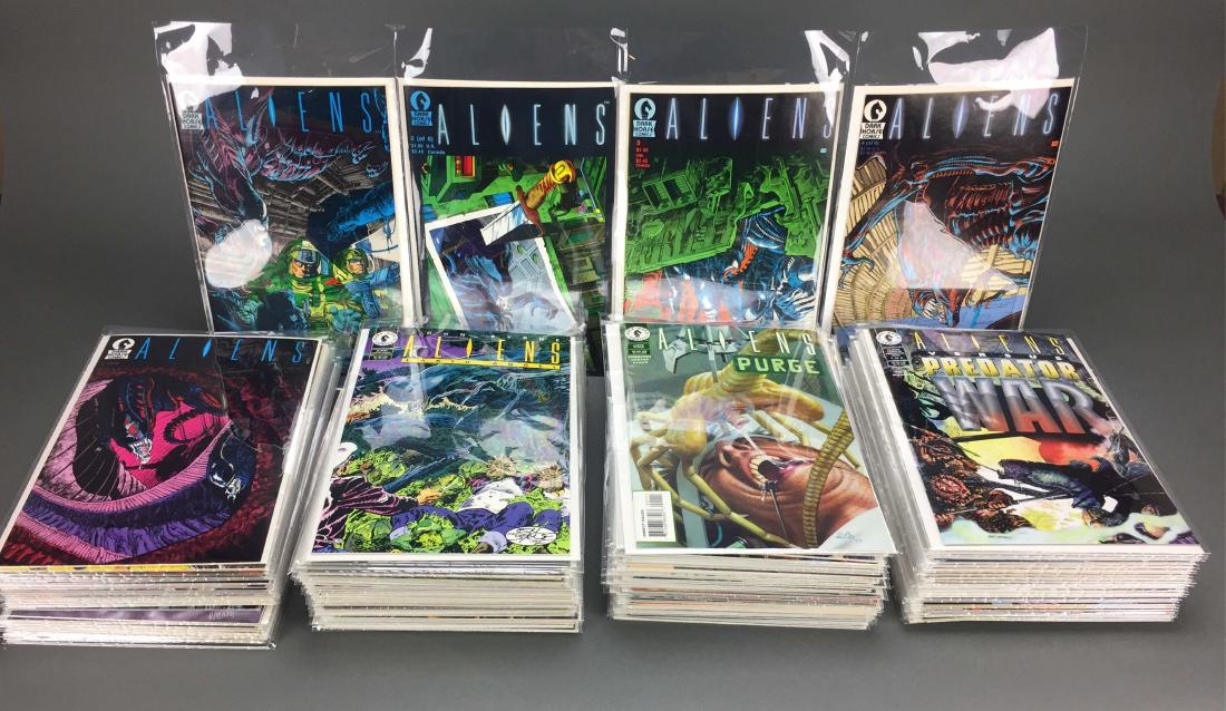Group of 125 Aliens Comics.: Group of Aliens Comics (Dark Horse, 1990s). 125 issues. Includes: Aliens, Vol. 1 (1988), #1-6; Aliens, Vol. 2 (1989), #1-4; Aliens vs Predator: Eternal (1998), #1-4; Aliens vs Predator (1990), #0, #1-
