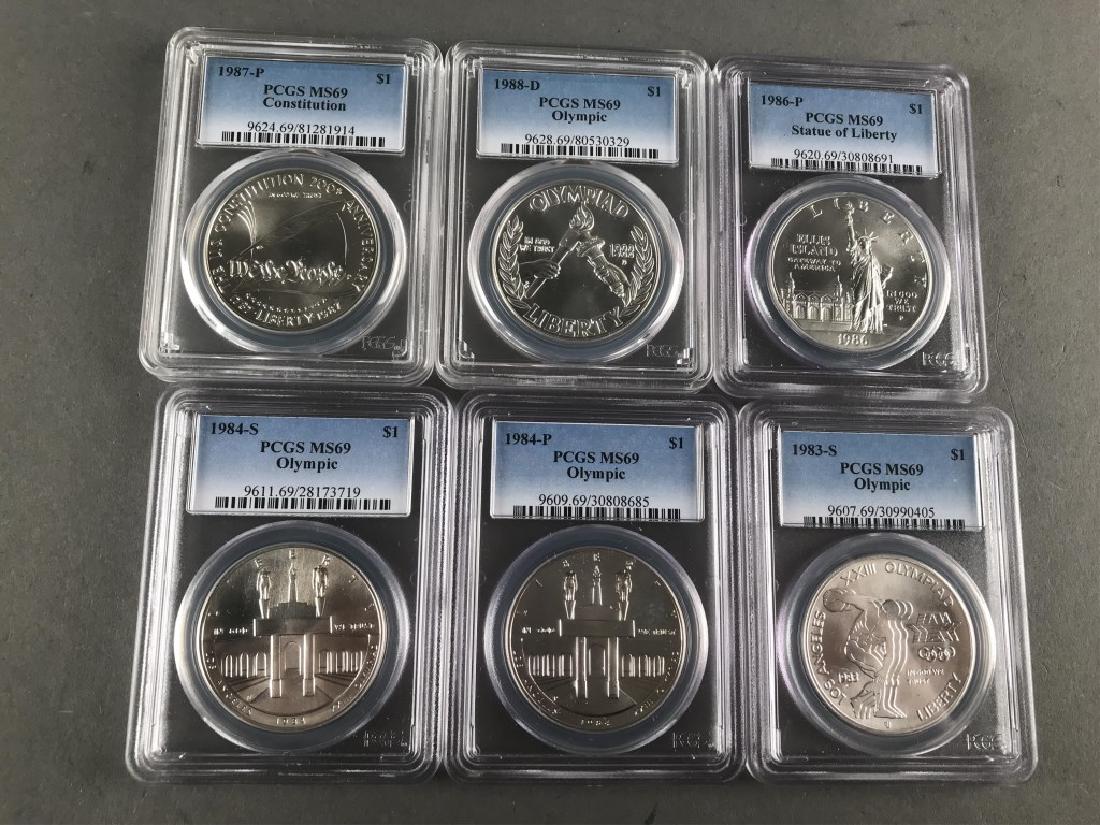 Six Commemorative Silver Dollars PCGS MS69 (1 of 2)