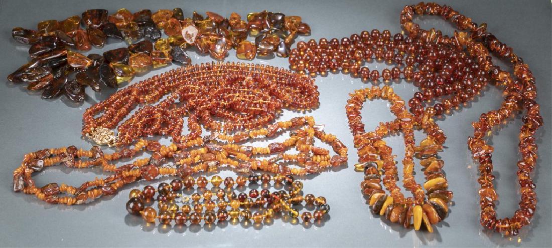 Group of amber & copal resin necklaces. (1 of 8)