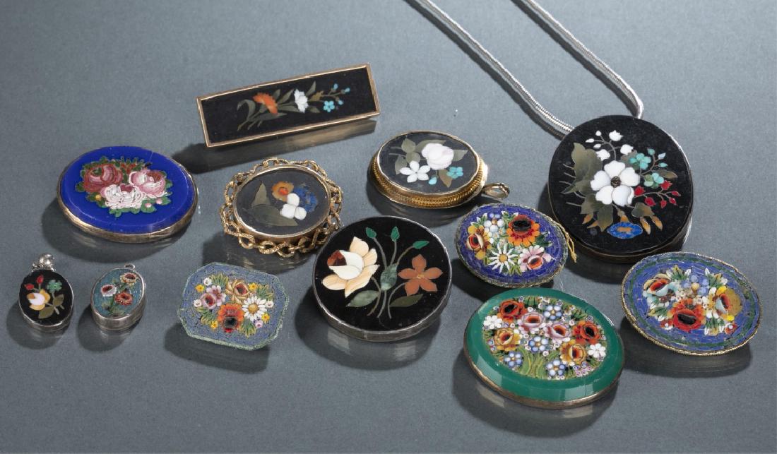 6 micromosaic & 6 mosaic pendants/pins. (1 of 5)