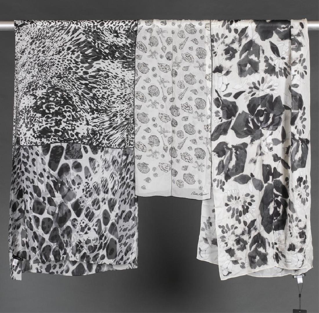 3 St John & Bill Blass Black & White Silk Scarves. (1 of 7)