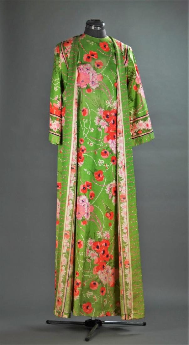 Georgie Keyloun, Floral Caftan Ensemble.: A Floral Caftan Ensemble. Label "Georgie Keyloun." Size: 9. Approximate measurements B: 34" x L: 56."