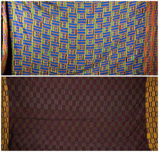 2 Asante Kente cloths. 20th century.: A group of two Asante Kente cloths. 20th century. Asante. Ghana._x000D_Provenance: Inventory and Collection from the Estate of Merton D. Simpson.