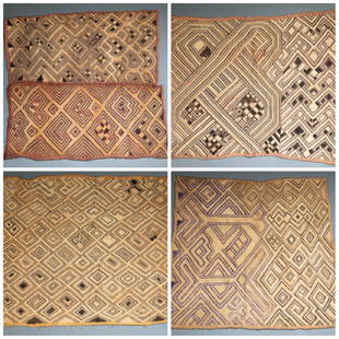 4 Kuba cloths. 20th century.: A group of four Kuba cloths. 20th century. Kuba. Democratic Republic of the Congo._x000D_ Provenance: Inventory and Collection from the Estate of Merton D. Simpson.
