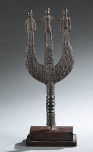 African staff. 19th/20th century.: A African staff with three figures. 19th/20th century._x000D_ Provenance: Inventory and Collection from the Estate of Merton D. Simpson.